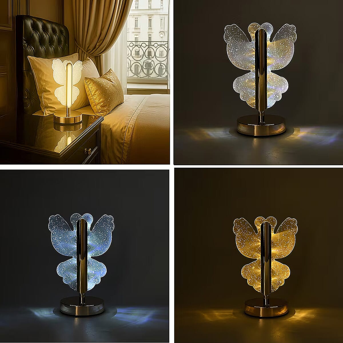 Livmore Golden Acrylic Butterfly Design Touch Lamp image number 6