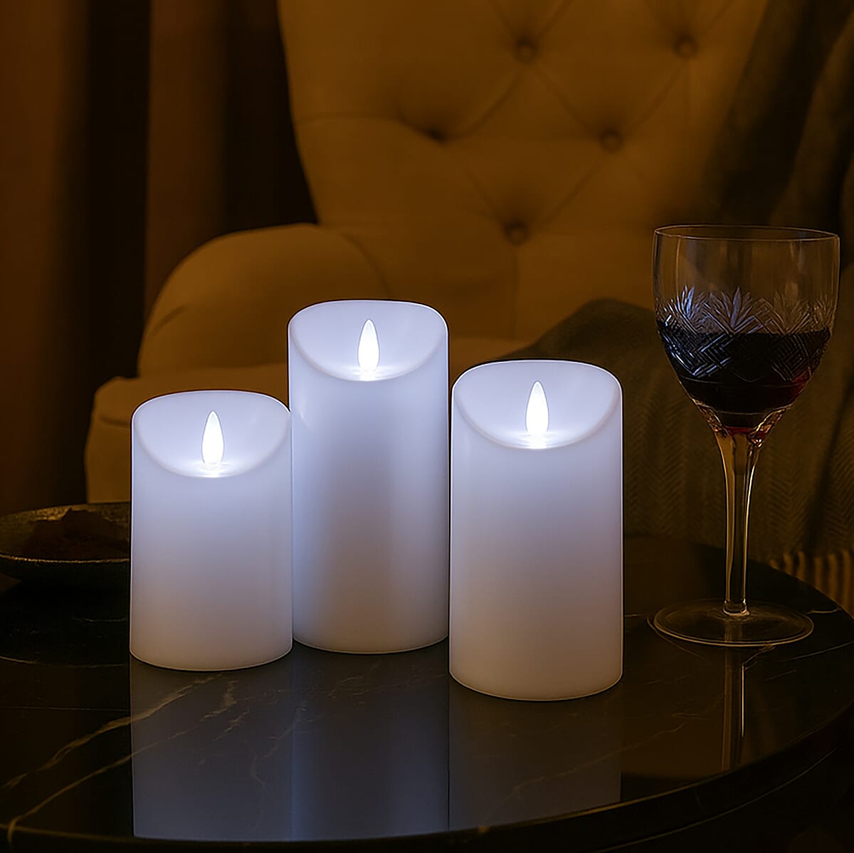 Livmore White 3pcs Set Candle Light (3xAAA Not Included) image number 2