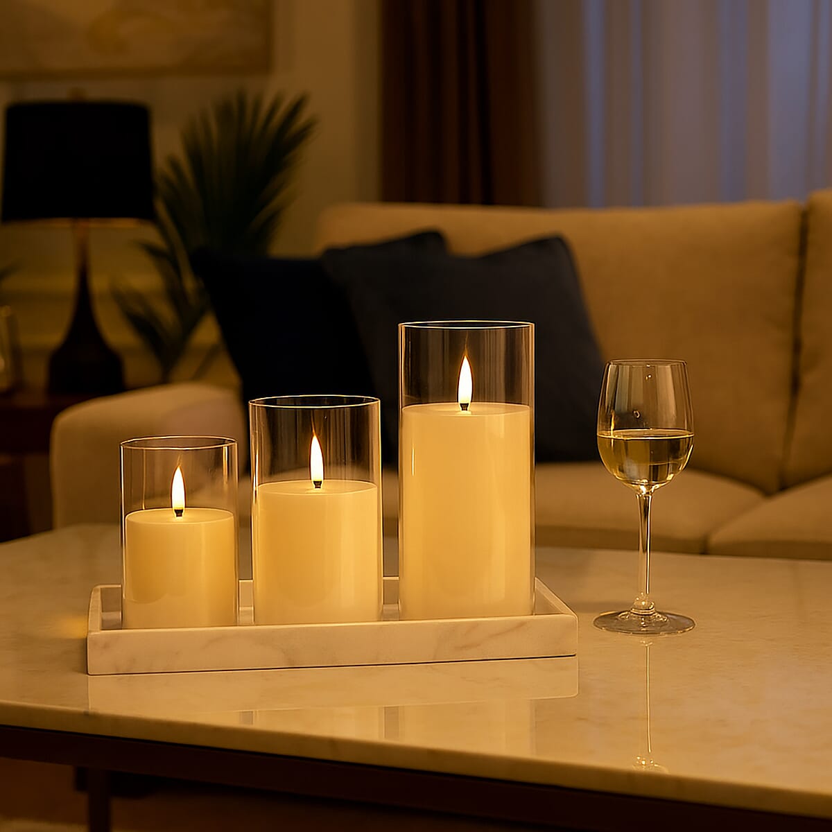 Livmore Gray 3pcs Set Candle Light (3xAAA Not Included) image number 2