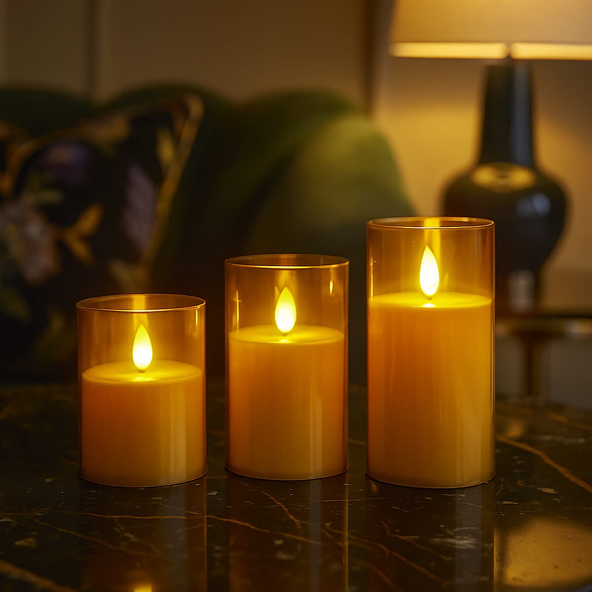 Livmore Gold 3pcs Set Candle Light (3xAAA Not Included) image number 2