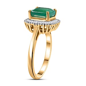 Luxoro 14K Yellow Gold AAA Premium Emerald, Diamond (G-H, I2) (0.25 cts) Ring (Size 8.0) 3.35 ctw