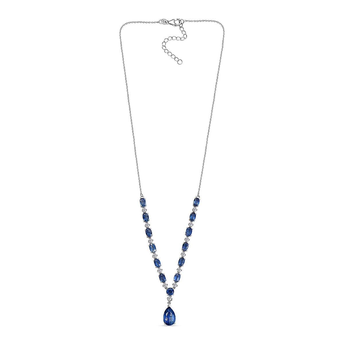 D'Joy Premium Kashmir Kyanite and Moissanite 12.80 ctw Starfall Embrace Necklace 18 Inches in Rhodium Over Sterling Silver image number 3