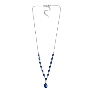D'Joy Premium Kashmir Kyanite and Moissanite 12.80 ctw Starfall Embrace Necklace 18 Inches in Rhodium Over Sterling Silver
