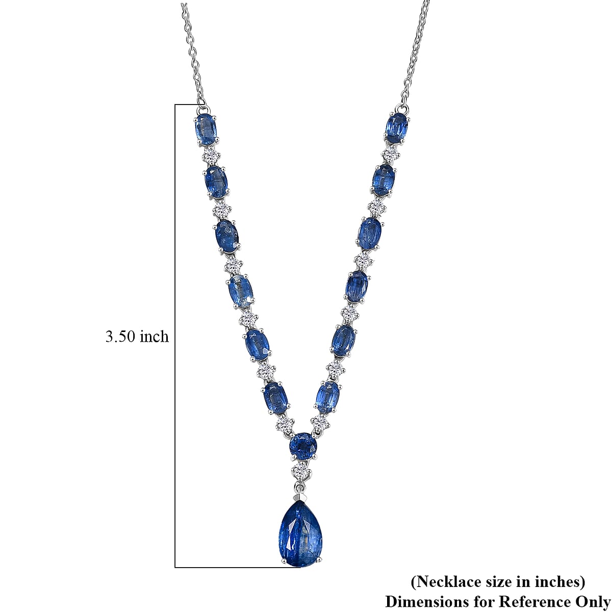 D'Joy Premium Kashmir Kyanite and Moissanite 12.80 ctw Starfall Embrace Necklace 18 Inches in Rhodium Over Sterling Silver image number 5