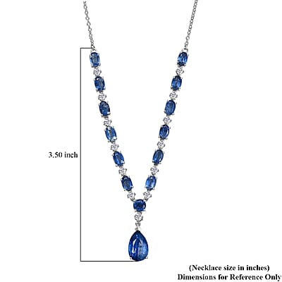 D'Joy Premium Kashmir Kyanite and Moissanite 12.80 ctw Starfall Embrace Necklace 18 Inches in Rhodium Over Sterling Silver