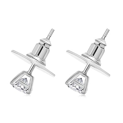 D'Joy Moissanite 0.90 ctw Solitaire Stud Earrings in Rhodium Over Sterling Silver