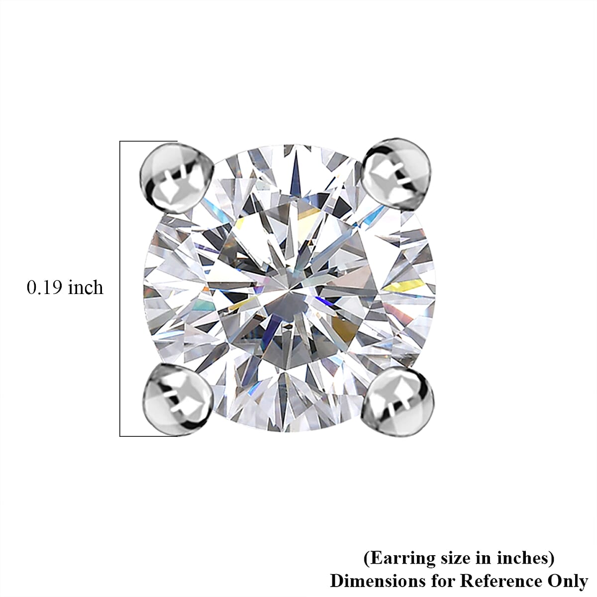 D'Joy Moissanite 0.90 ctw Solitaire Stud Earrings in Rhodium Over Sterling Silver image number 5
