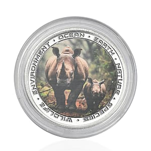 999 Fine Silver Wildlife Rhinoceros with Calf Coin (10 g)