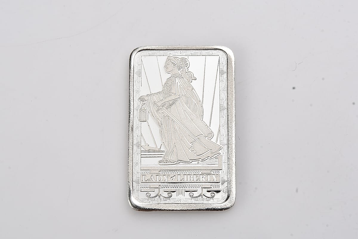 999 Fine Silver Lady & Liberty Embossed Bar (10 g) image number 0