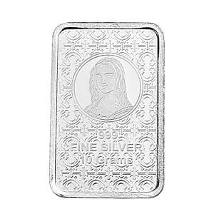 999 Fine Silver Mona Lisa Embossed Bar 10 Grams