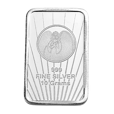 999 Fine Silver Guardian Angel Bar 10 Grams