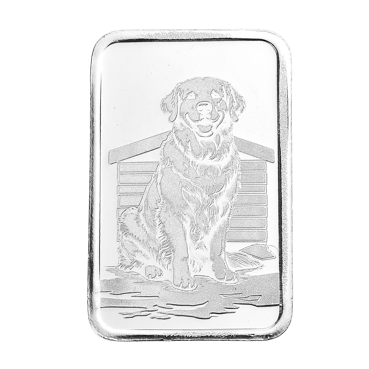 999 Fine Silver Sitting Dog Embossed Bar 10 Grams (Del. in 10-12 Days) image number 0