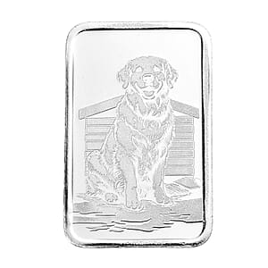 999 Fine Silver Sitting Dog Embossed Bar 10 Grams (Del. in 10-12 Days)