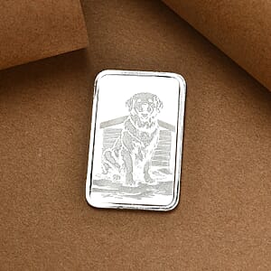999 Fine Silver Sitting Dog Embossed Bar 10 Grams (Del. in 10-12 Days)