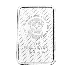 999 Fine Silver Sitting Dog Embossed Bar 10 Grams (Del. in 10-12 Days)