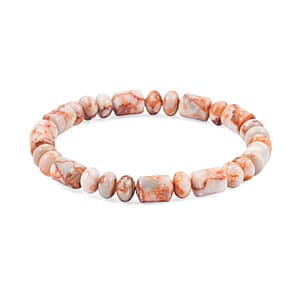 Pink Web Jasper 110.00 ctw Beaded Stretch Bracelet