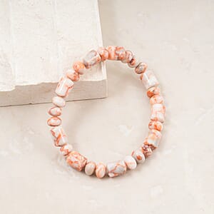 Pink Web Jasper 110.00 ctw Beaded Stretch Bracelet