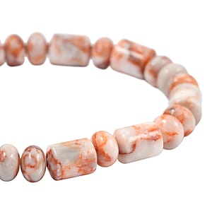 Pink Web Jasper 110.00 ctw Beaded Stretch Bracelet