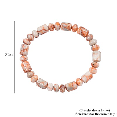 Pink Web Jasper 110.00 ctw Beaded Stretch Bracelet