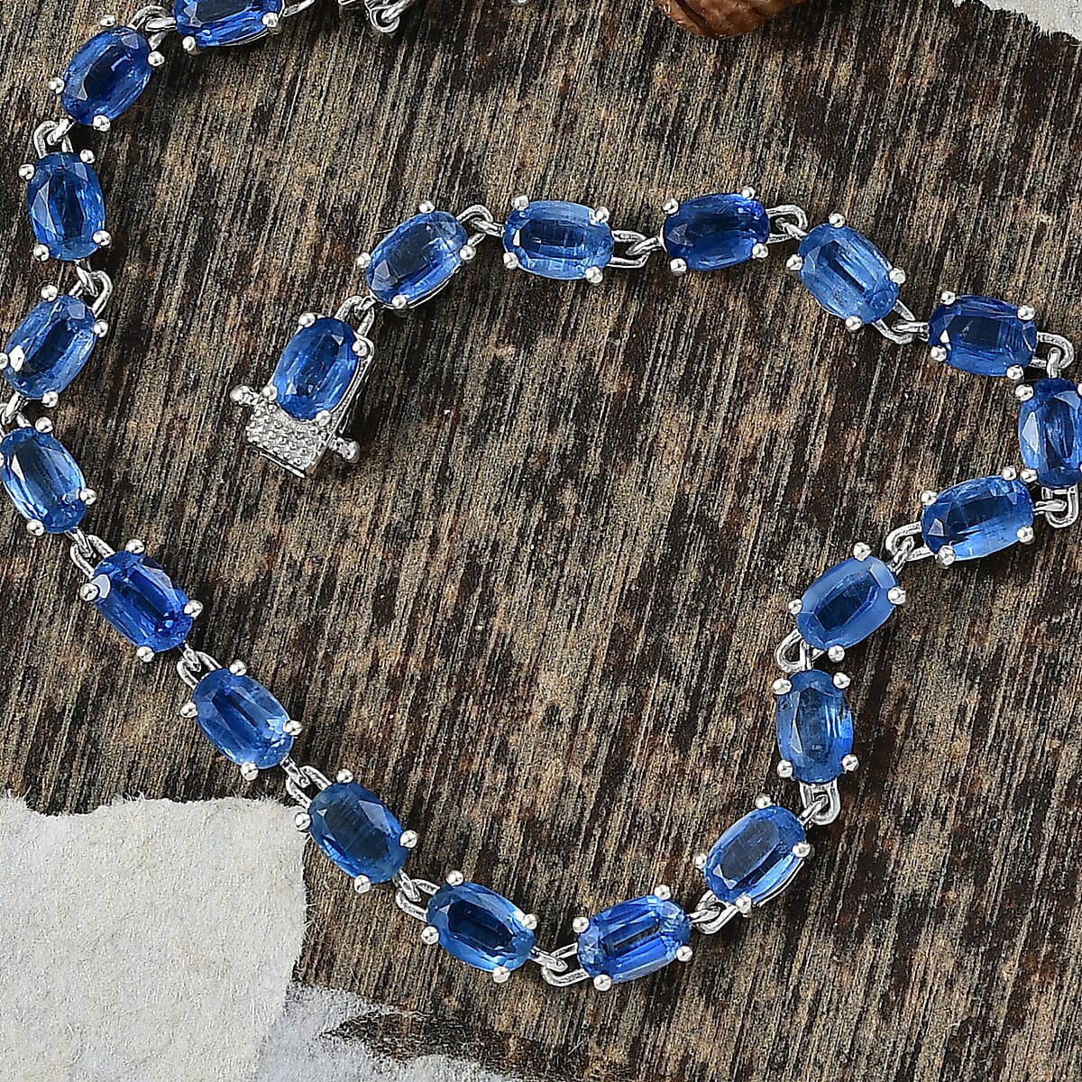 D'Joy Premium Kashmir Kyanite 13.80 ctw Starborn Echoes Bracelet in Rhodium Over Sterling Silv (7.25 In)  image number 1