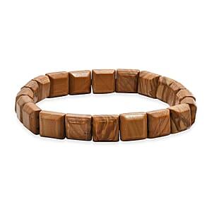 Peanut Wood Jasper 130.00 ctw Beaded Stretch Bracelet