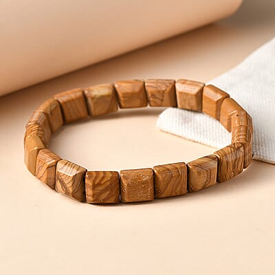 Peanut Wood Jasper 130.00 ctw Beaded Stretch Bracelet