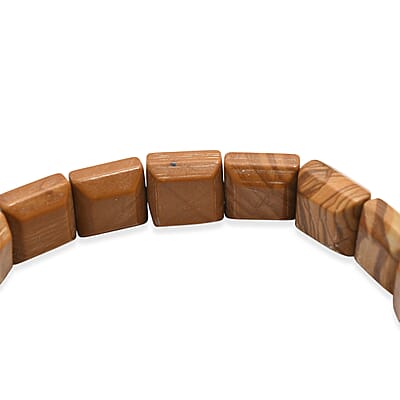 Peanut Wood Jasper 130.00 ctw Beaded Stretch Bracelet