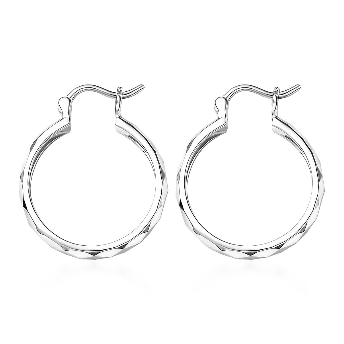 Honeycomb Hoop Earrings in 950 Palladium 4.20 Grams image number 4
