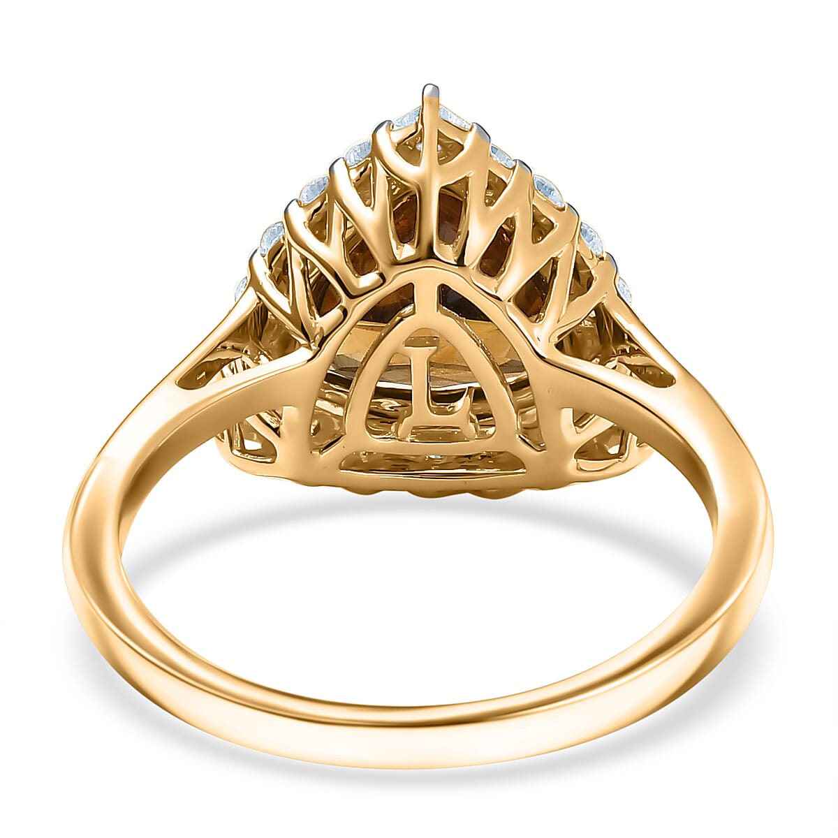 Certified & Appraised 10K Yellow Gold AAA Golden Turkizite, Luxuriant Lab Grown Diamond (G-H, SI) Ring (Size 10.0) 3.42 ctw image number 4