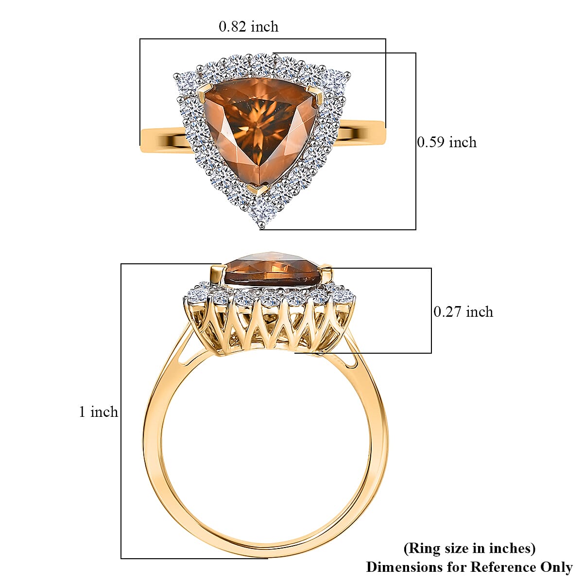 Certified & Appraised 10K Yellow Gold AAA Golden Turkizite, Luxuriant Lab Grown Diamond (G-H, SI) Ring (Size 10.0) 3.42 ctw image number 5
