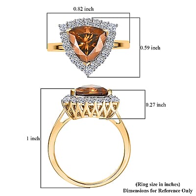 Certified and Appraised AAA Golden Turkizite, Lab Grown Diamond (G-H, SI) Ring in 10K Yellow Gold 3.42 ctw (Size 5.0)