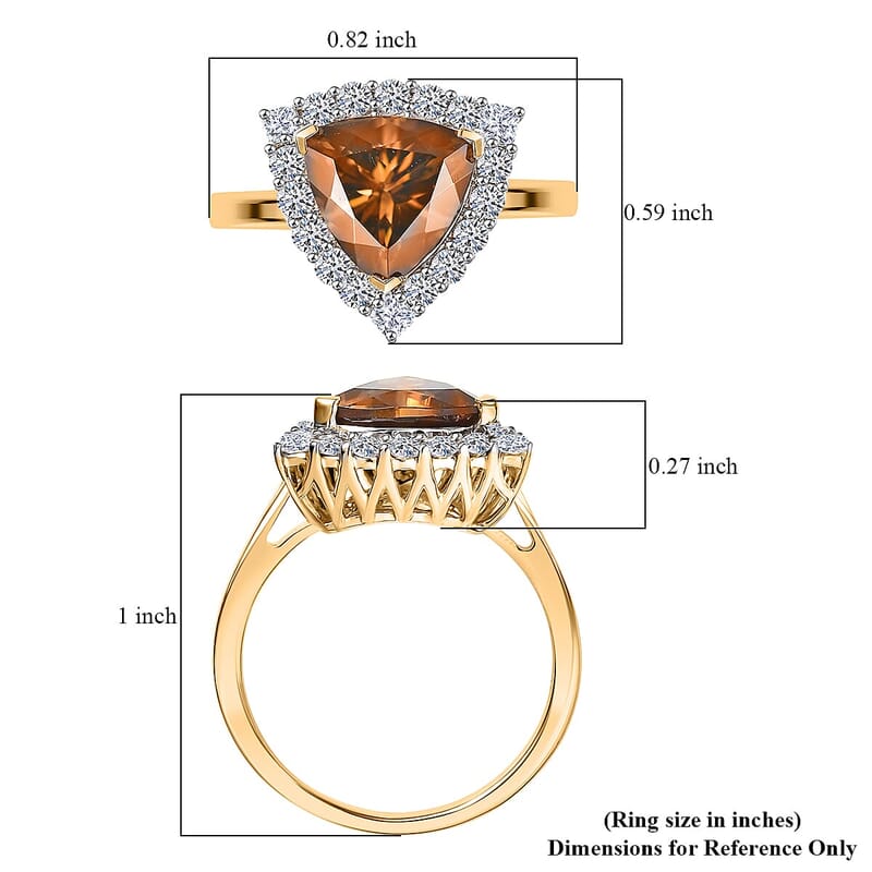 Certified & Appraised AAA Golden Turkizite, Lab Grown Diamond (G-H, SI) Ring in 10K Yellow Gold 3.42 ctw (Size 7.0)