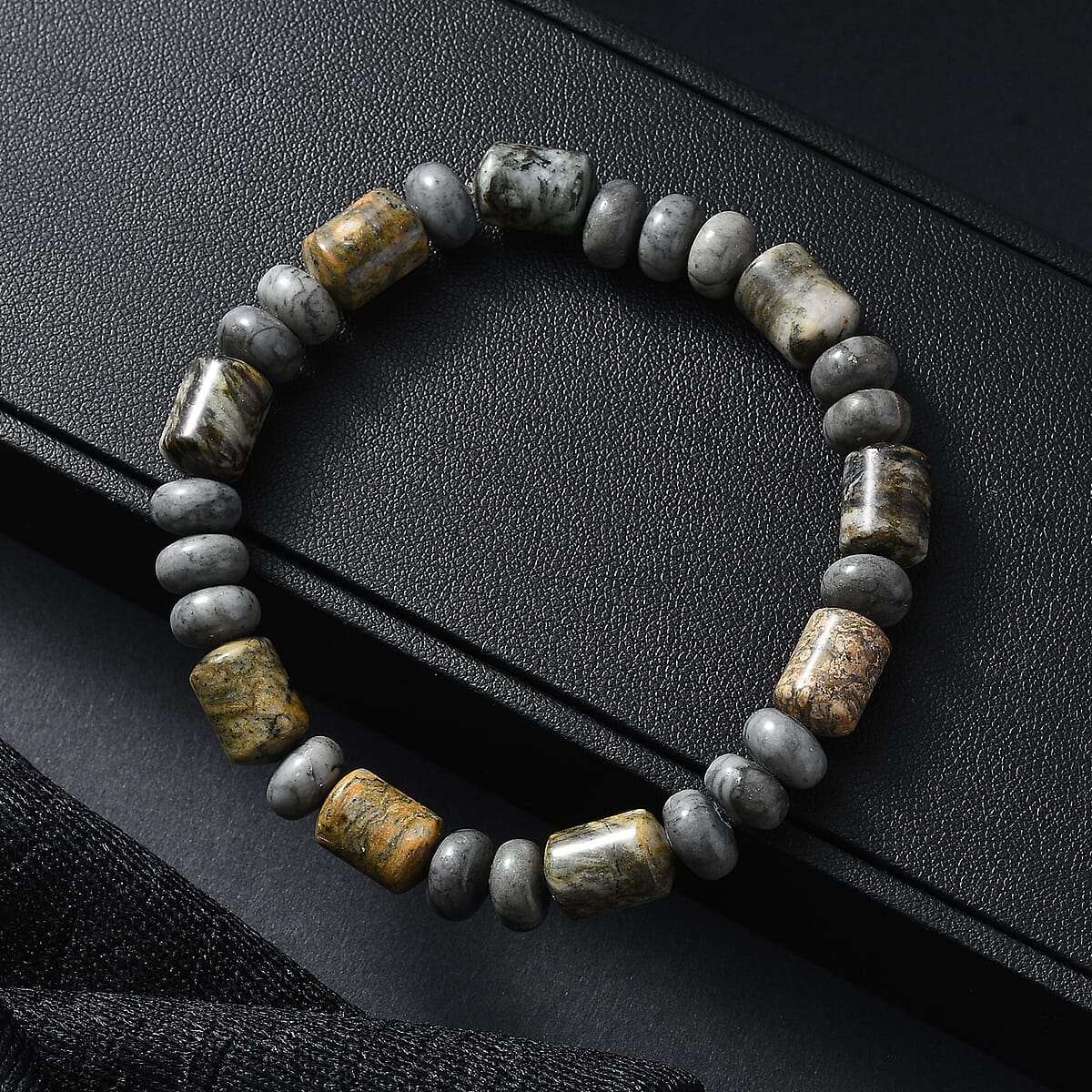 Moss Agate 110.00 ctw Beaded Stretch Bracelet image number 1