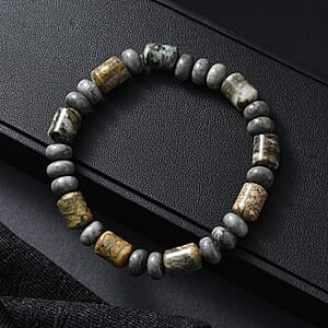 Moss Agate 110.00 ctw Beaded Stretch Bracelet