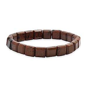 Red Jasper 120.00 ctw Block Stretch Bracelet