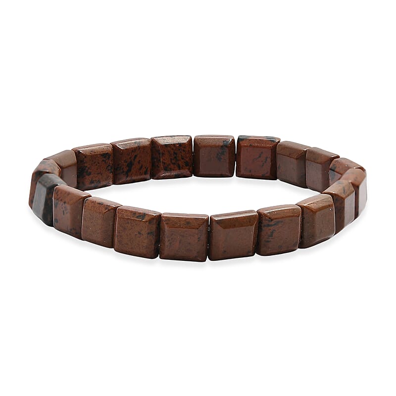 Red Jasper 120.00 ctw Block Stretch Bracelet