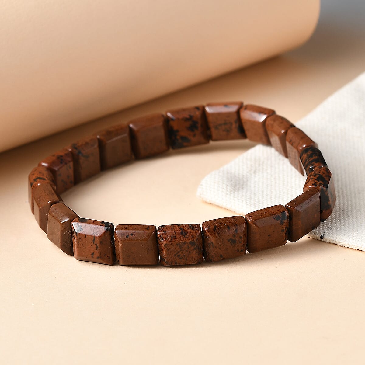 Red Jasper 120.00 ctw Block Stretch Bracelet image number 1