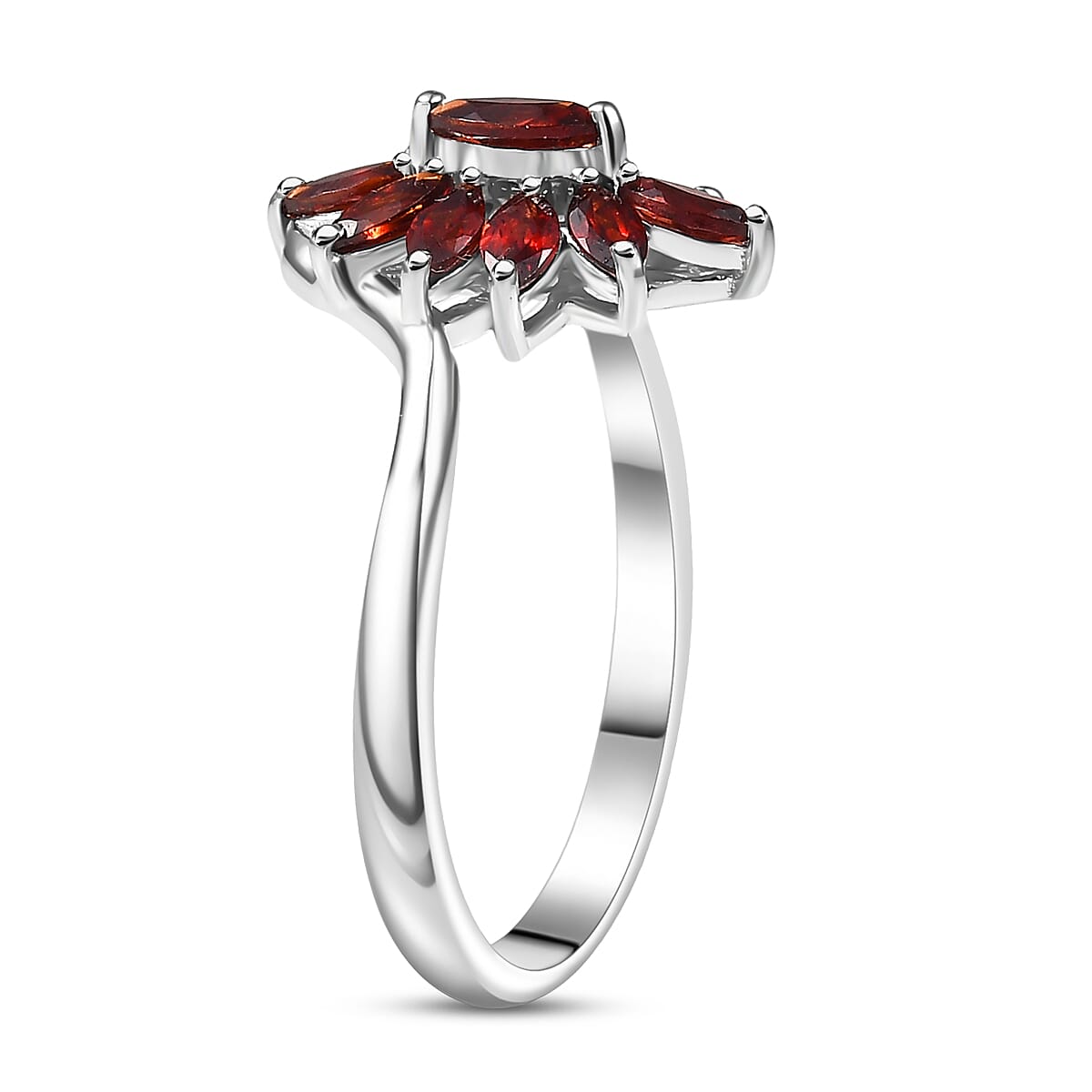 D'Joy Mozambique Garnet 1.20 ctw Ring in Rhodium Over Sterling Silver (Size 5.0) image number 3
