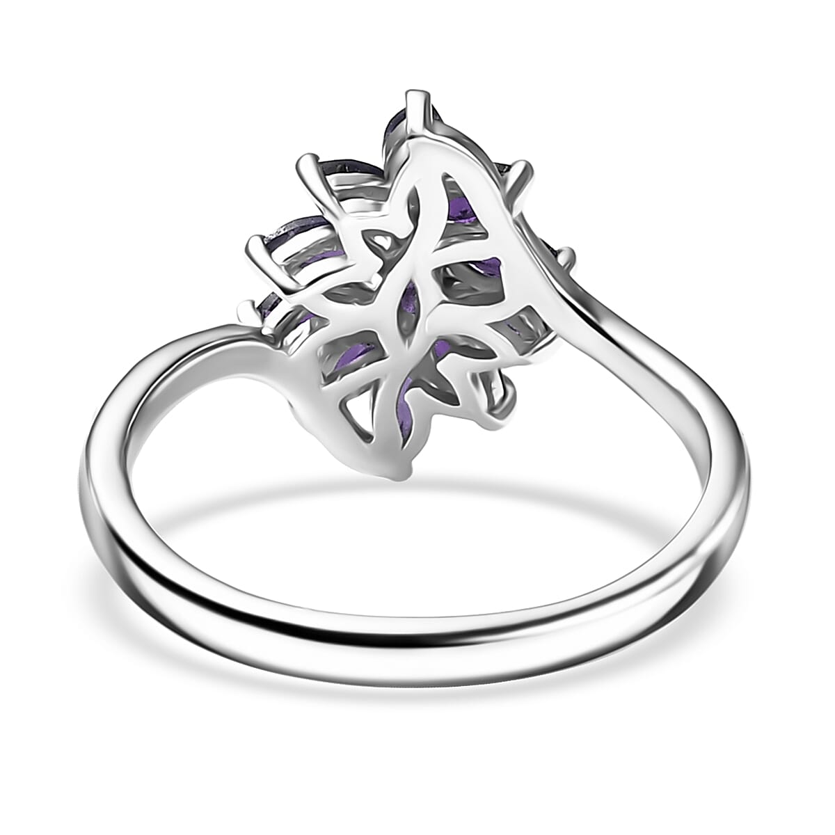 D'Joy African Amethyst Ring in Rhodium Over Sterling Silver 0.94 (Size 5.0) 1.00 ctw image number 4