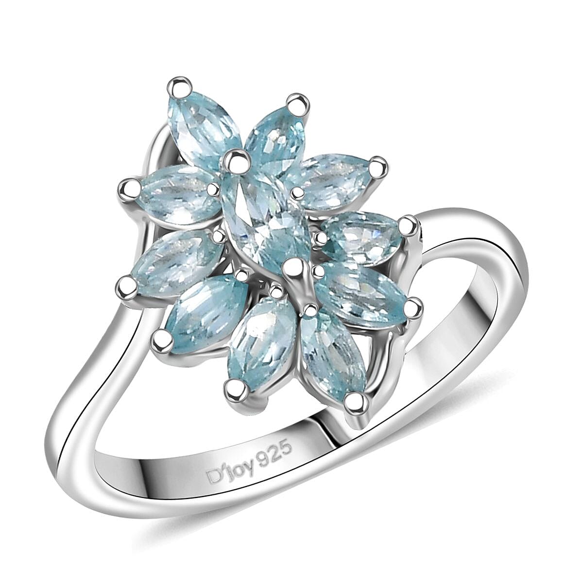 D'Joy Cambodian Blue Zircon 1.50 ctw Ring in Rhodium Over Sterling Silver (Size 5.0) image number 0