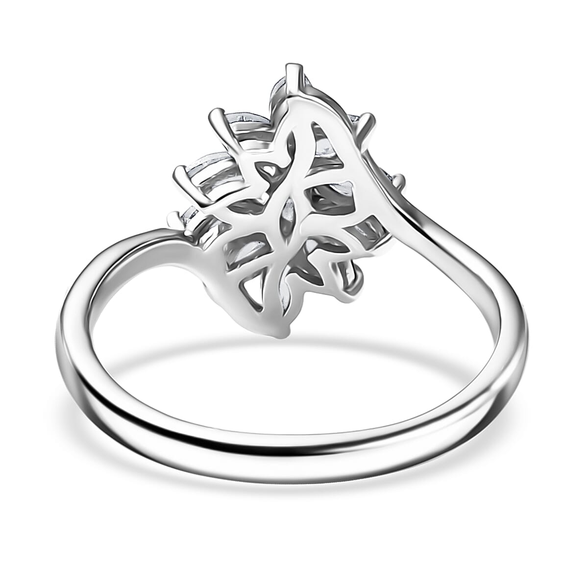 D'Joy White Topaz Ring in Rhodium Over Sterling Silver (Size 5.0) 1.15 ctw image number 4