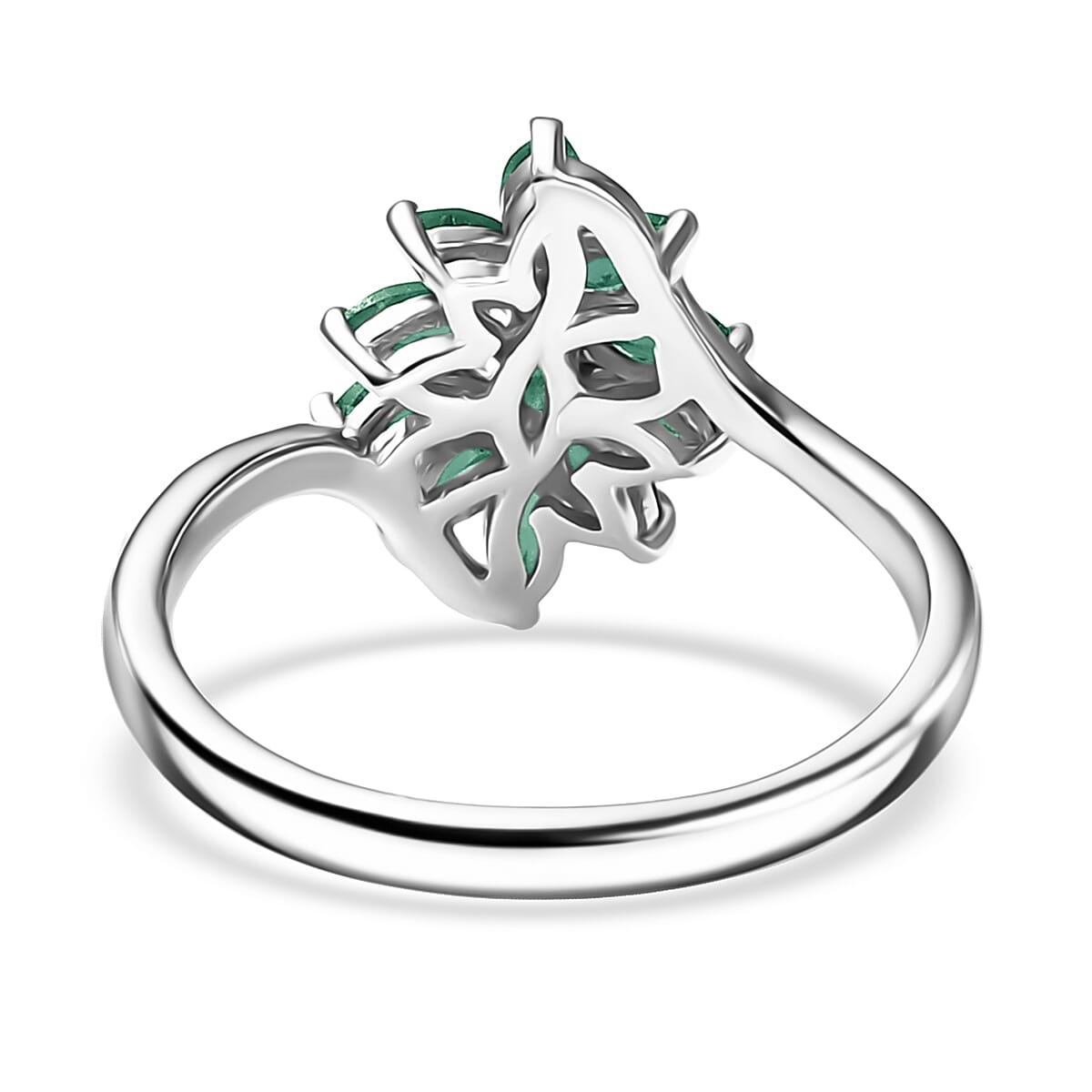 D'Joy Socoto Emerald 0.90 ctw Ring in Rhodium Over Sterling Silver (Size 6.0)