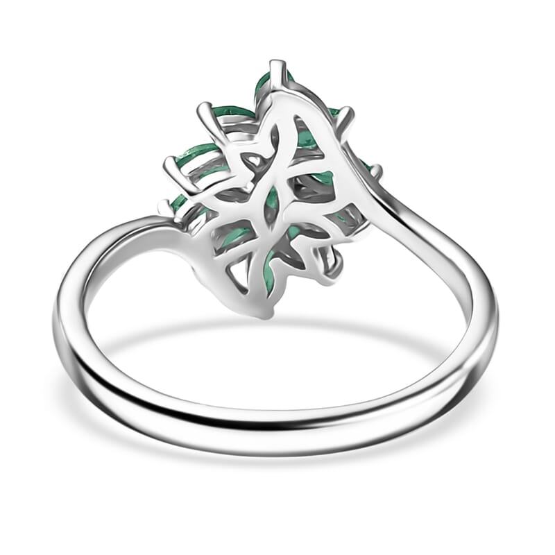 D'Joy Socoto Emerald 0.90 ctw Ring in Rhodium Over Sterling Silver (Size 6.0)