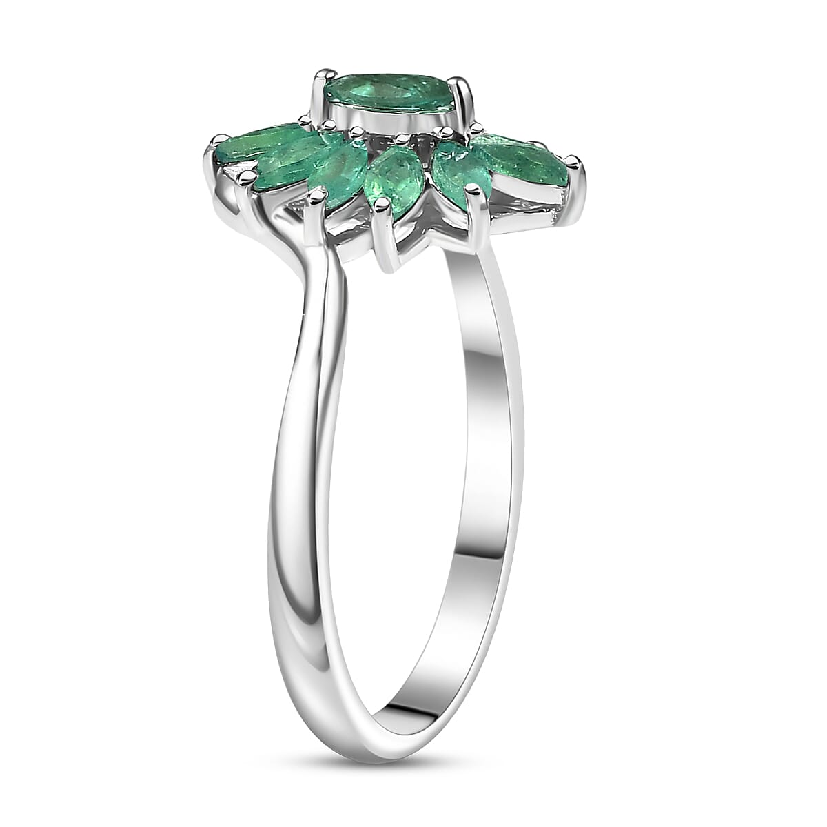 D'Joy Socoto Emerald 0.90 ctw Ring in Rhodium Over Sterling Silver (Size 7.0) image number 3