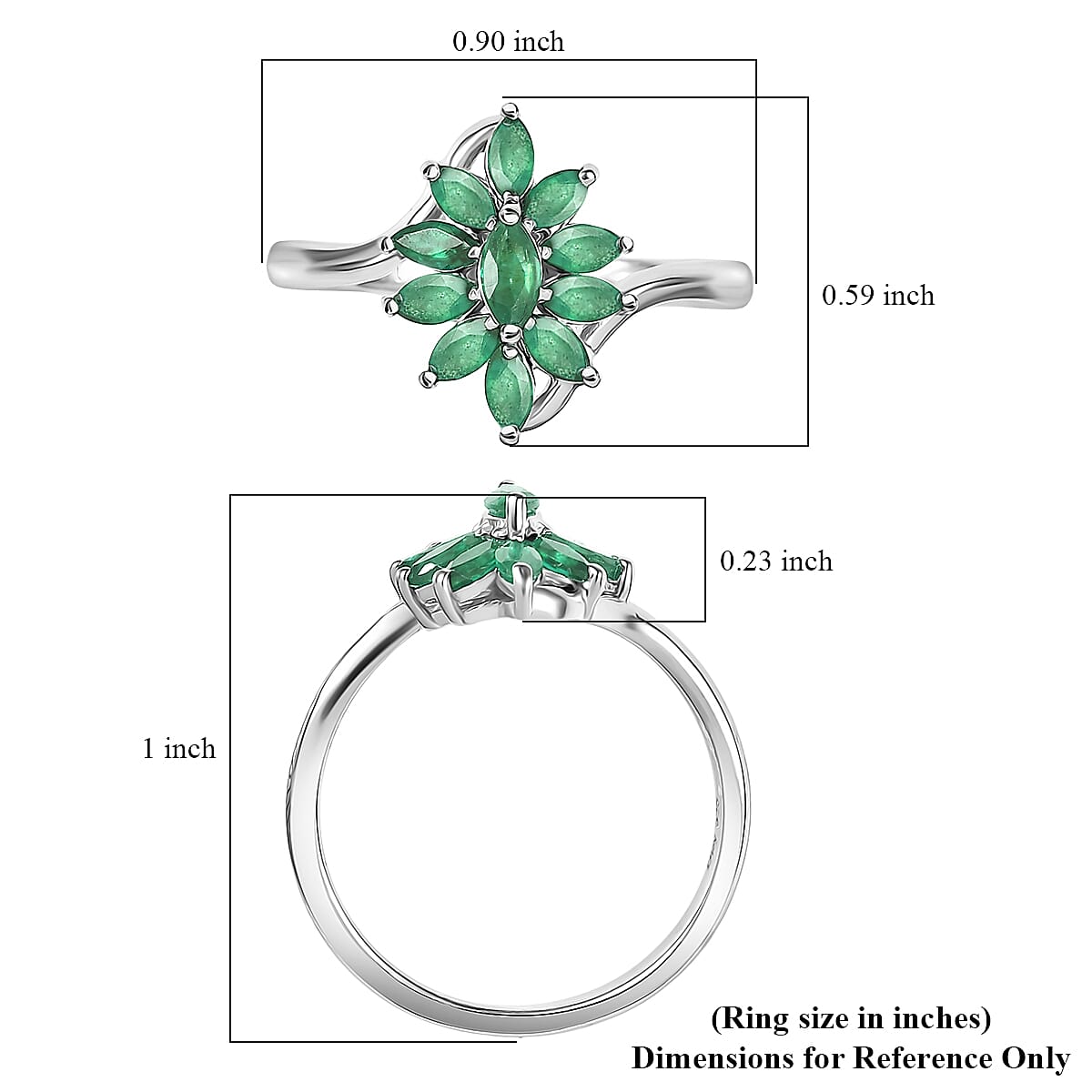D'Joy Socoto Emerald 0.90 ctw Ring in Rhodium Over Sterling Silver (Size 7.0) image number 5