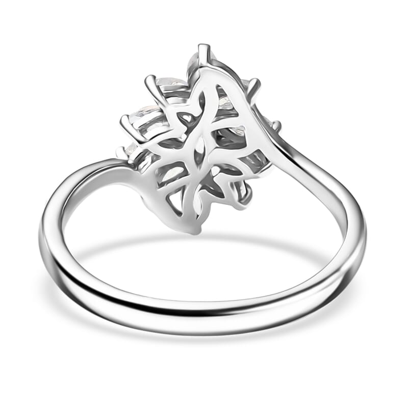 D'Joy Rainbow Moonstone 1.00 ctw Ring in Rhodium Over Sterling Silver (Size 5.0)