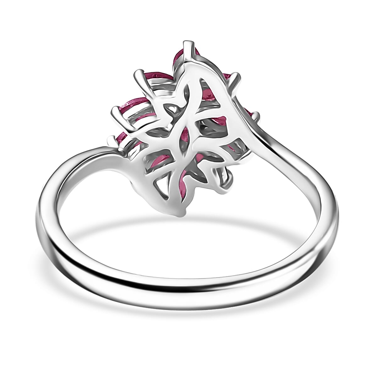 D'Joy Niassa Ruby (FF) 1.35 ctw Ring in Rhodium Over Sterling Silver (Size 5.0) image number 4