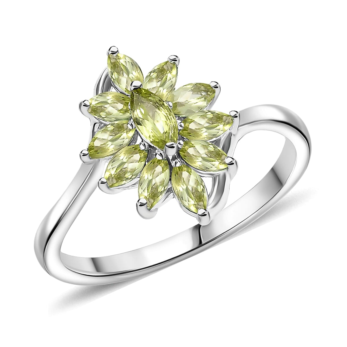 D'Joy Hebei Peridot 1.00 ctw Ring in Rhodium Over Sterling Silver (Size 5.0) image number 0