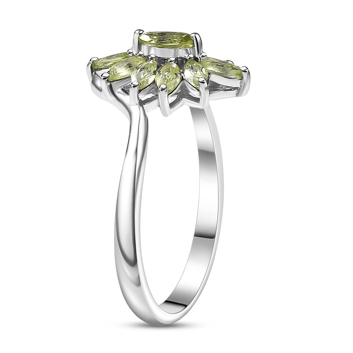 D'Joy Hebei Peridot 1.00 ctw Ring in Rhodium Over Sterling Silver (Size 5.0) image number 3
