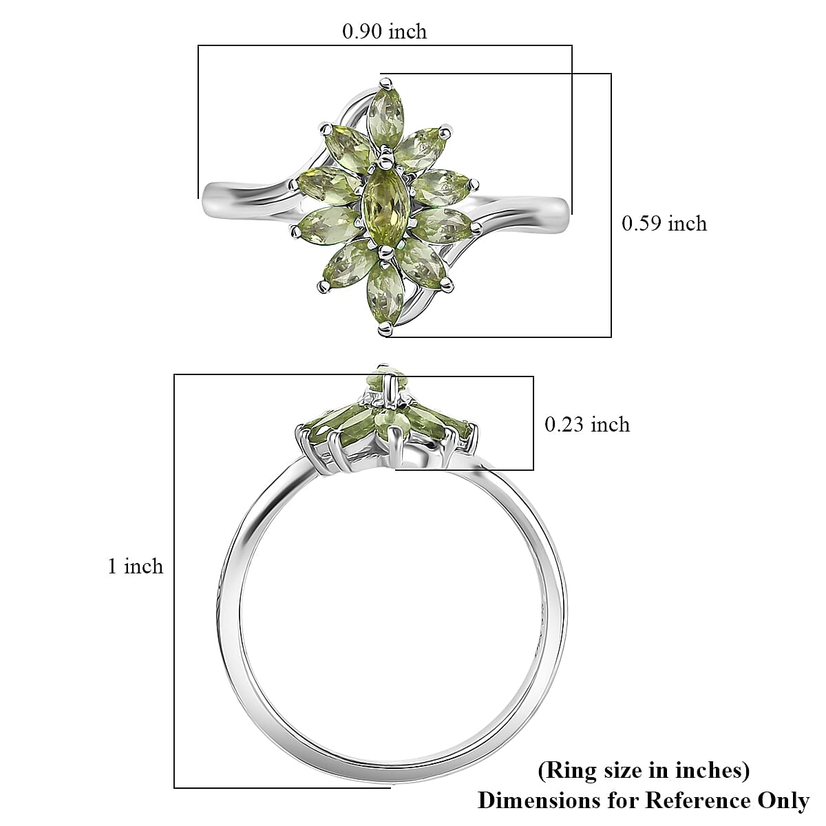 D'Joy Hebei Peridot 1.00 ctw Ring in Rhodium Over Sterling Silver (Size 5.0) image number 5